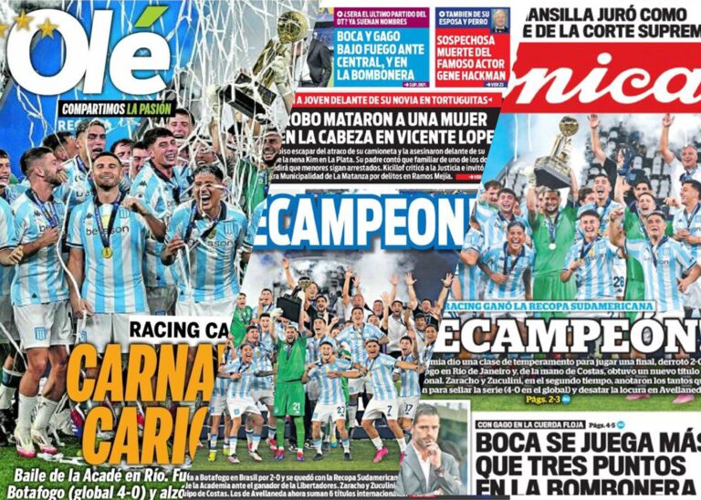 Racing Club El Primer Grande Campeón Recopa Sudamericana.